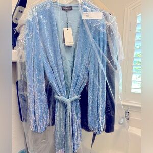 Retrofete Gabrielle Robe. Blue Rainbow. Size medium. Never worn.